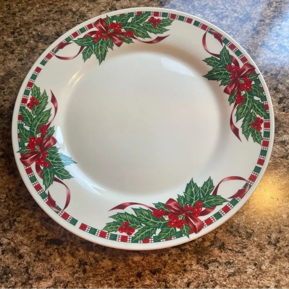 Home Essentials Tartan Ribbon Dinner Plate‎ christmas holiday replacement